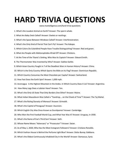 easy tests with hard answers|hard trivia questions and answers.